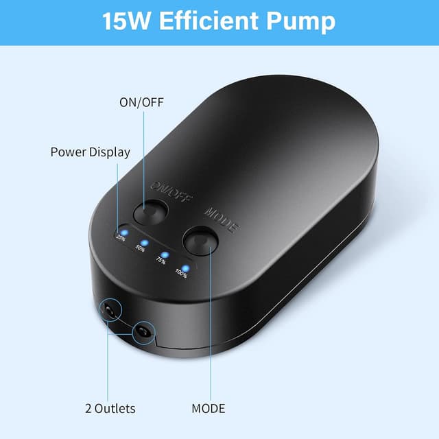 Detalle 2 de Biling 15W Solar Pond Aerator with 4400mAh Battery and 3 Oxygen Modes (2 Air Stones, IPX5)