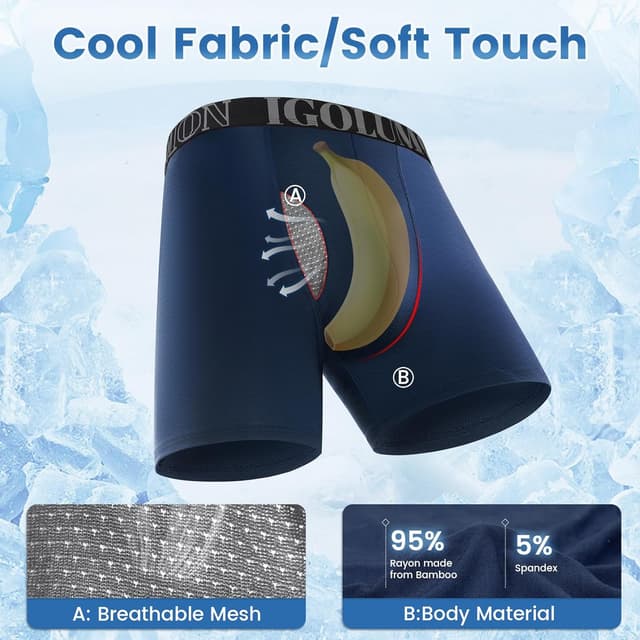 Detalle 2 de IGOLUMON Bamboo men’s boxers shorts multipack with fly (95% bamboo rayon)