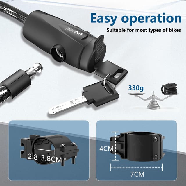 Detalle 2 de Bike lock 12mm steel cable, 1200mm