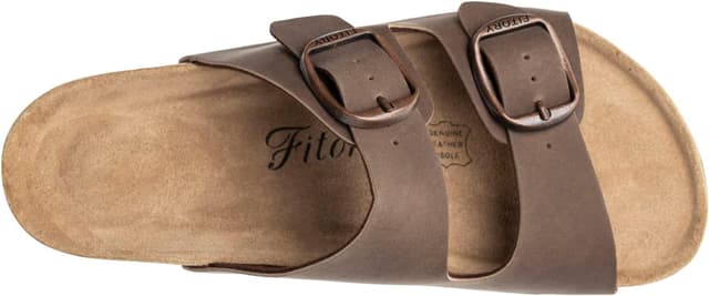 Detalle de FITORY Womens Flat Sandals with Cork Footbed, Open-Toe Slide Sandals (Adjustable, Slip-On)