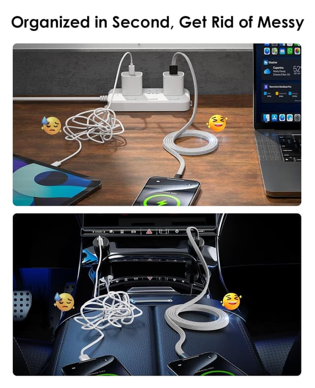 Detalle 2 de Magtame USB-A to USB-C Magnetic Retractable Charging Cable (5ft, Flat, Coiled), 30W Fast Charging Support – Silver