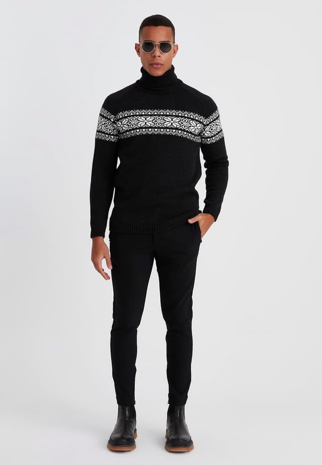 Thumbnail 1 de Leif Nelson dolcevita da uomo a maglia norvegese con motivo invernale