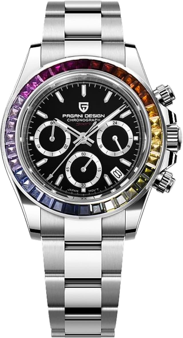 Detalle 2 de Pagani Design PD-1644: cronografo da uomo con vetro zaffiro, acciaio inox e movimento giapponese
