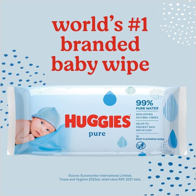 Thumbnail 4 de HUGGIES Pure Baby 1008 salviette neonato