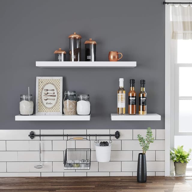 Detalle 2 de VASAGLE LWS26WT mensola da muro 20x60 cm