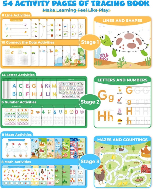 Thumbnail 2 de JUPITEARTH Preschool Tracing Book 54 pages