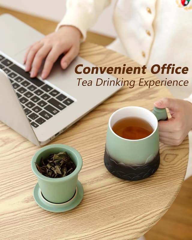 Detalle de ZENS Tea Mug with Infuser and Lid (16.9 oz) for Loose Leaf Tea