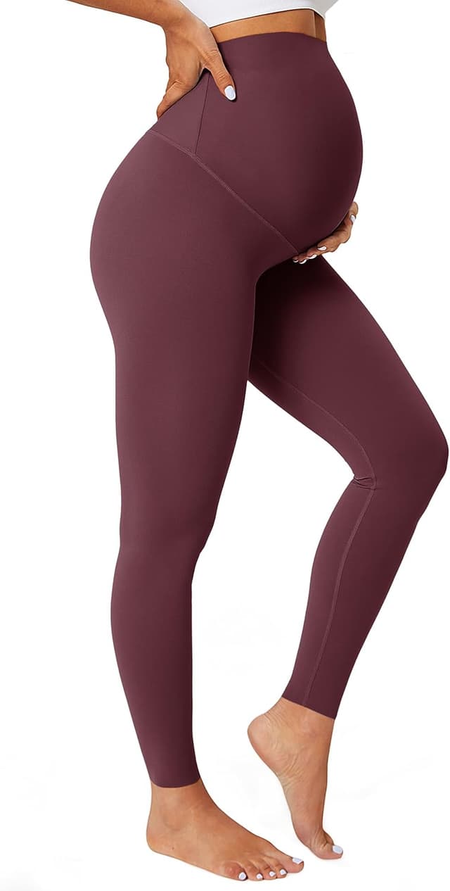 Detalle de BAYDI Nudi Umstandsleggings für Damen mit Taschen – blickdicht, High Waist, 7/8 Länge