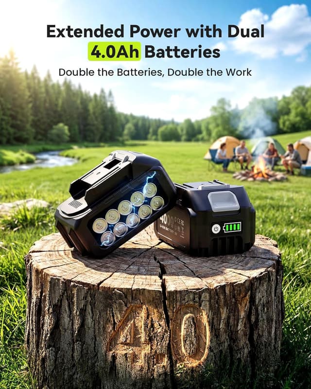 Detalle de Supstable Élagueuse sur perche 2-en-1 8 pouces (mini tronçonneuse sans fil) 800 W, sans fil avec 2×4000 mAh