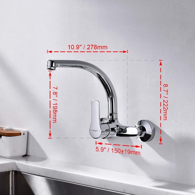 Detalle 2 de Ibergrif M16357 Grifería de Cocina de Pared 🚰 Cromo