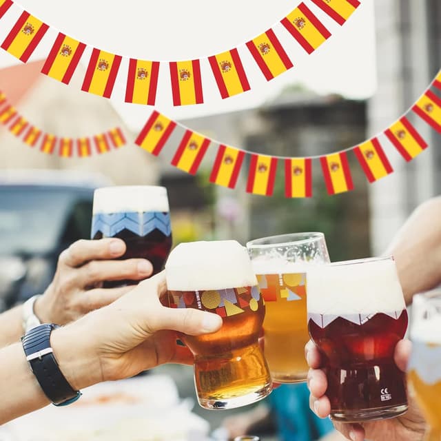 Detalle de jijAcraft Spanien-Fahnenkette (11 m) mit 40 doppelseitigen Flaggen, 14 x 21 cm