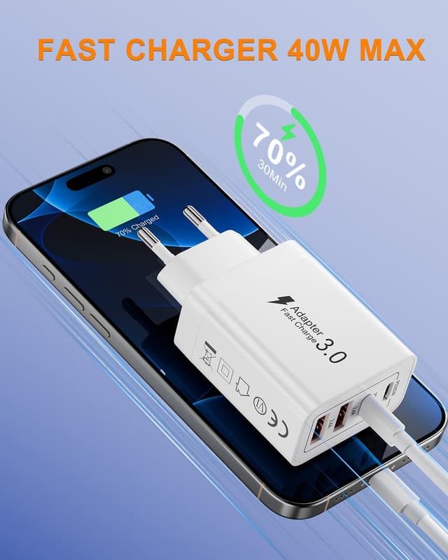 Detalle 2 de Caricatore USB 40W 4 porte