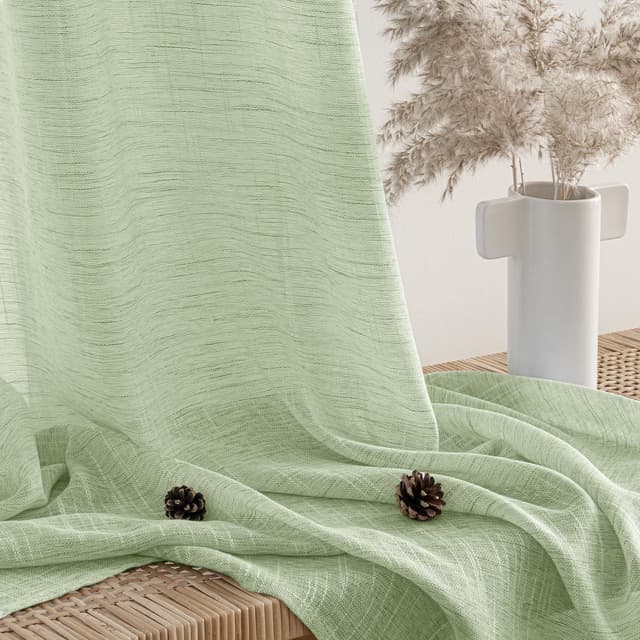 Detalle 2 de MIULEE Leinenoptik Vorhang mit Ösen – 2er-Set 140x145 cm, Grün