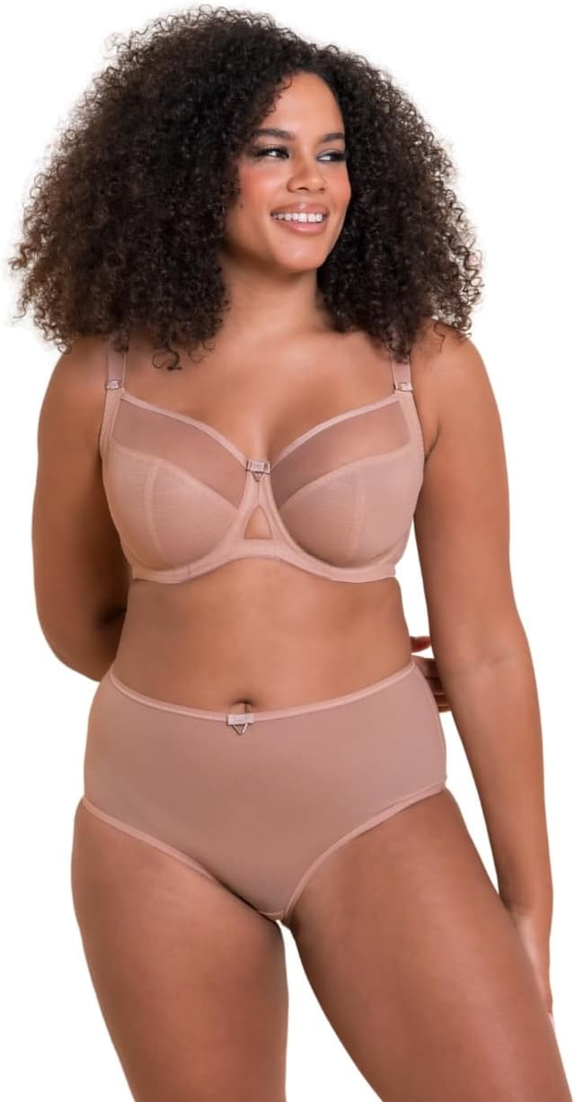 Detalle de Curvy Kate Victory balcony side support bra (underwired) – black, cup size D–J