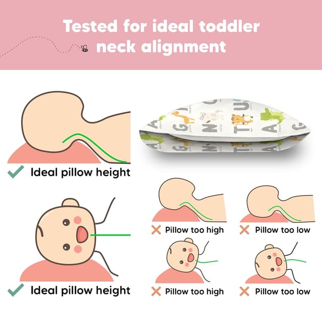 Detalle 2 de KeaBabies Toddler Pillow with Pillowcase (13x18) for Ages 2–5, Organic Cotton Travel Bed Pillow