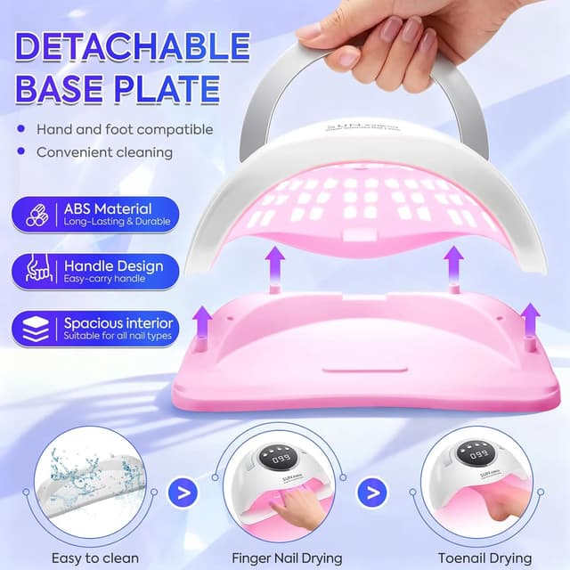 Detalle 2 de MainPi UV/LED Nail Lamp 380W with 90 LEDs, Auto Sensor and 4 Timer Settings