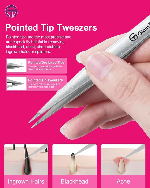 Detalle 2 de GlamTweeler Sharp & Precision Tweezer Set 3.75" ๐