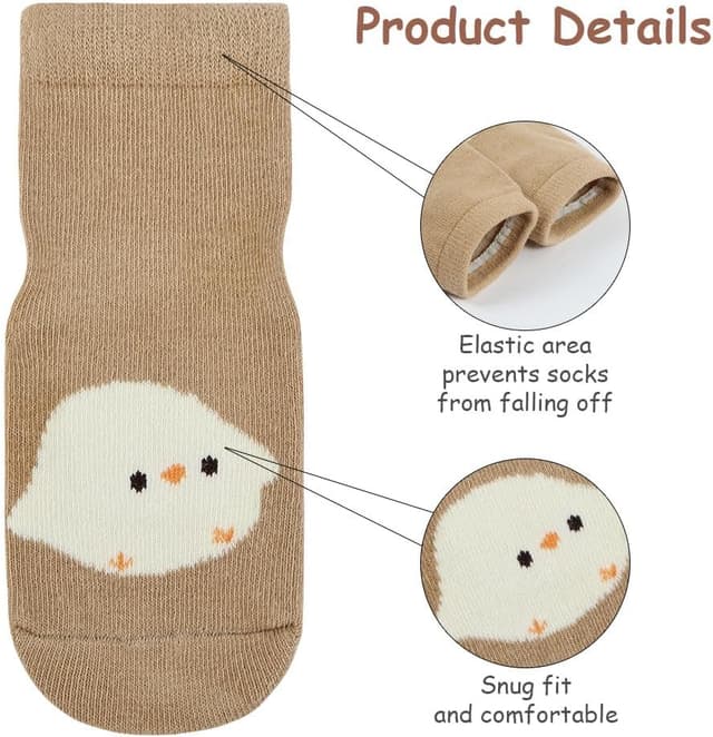 Detalle 1 de Vicloon baby socks with grips, 5 pairs