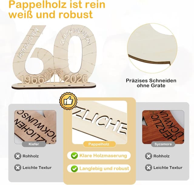 Detalle 2 de Seutgjie Deko 60 Geburtstag Geldgeschenke