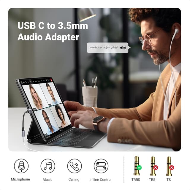 Detalle 2 de UGREEN USB C to 3.5mm DAC Hi‑Fi adapter for iPhone 17 Pro Max
