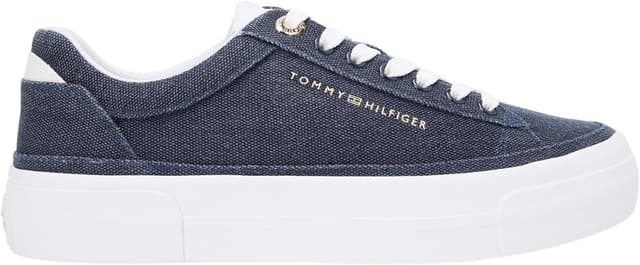 Detalle de Tommy Hilfiger TH Foxing Platform Washed Canvas FW0FW09172, basso top donna
