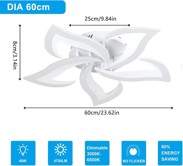 Detalle de Comely Plafonnier LED dimmable 40W, 4700 lm (Ø 60 cm) blanc 3000K–6500K avec télécommande/APP