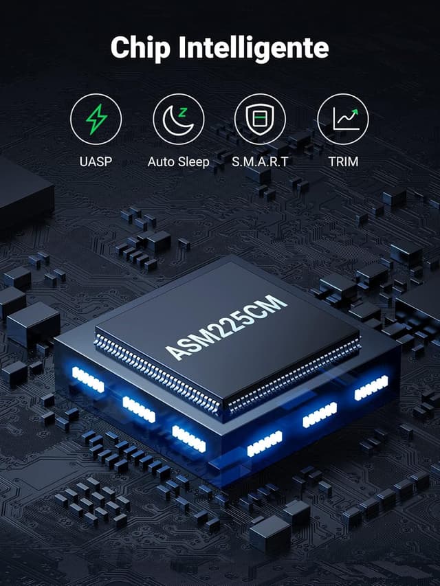 Detalle de UGREEN Case Esterno per Disco Rigido USB 3.0 da 2,5” con UASP (SSD SATA 9,5/7 mm e HDD) e cavo 30 cm