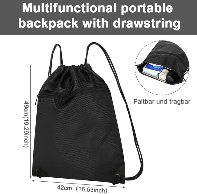 Detalle de DiULi Sac de Sport avec cordon de serrage en tissu Oxford étanche, avec double poche