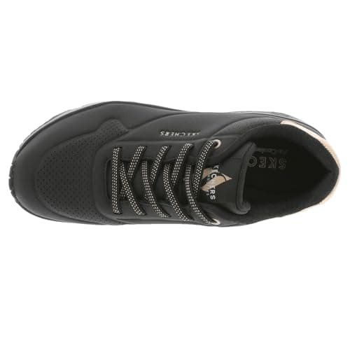Detalle de Skechers Mujer Uno Shimmer Away Trainers en Black Durabuck con detalles Rose Gold (EU 38)