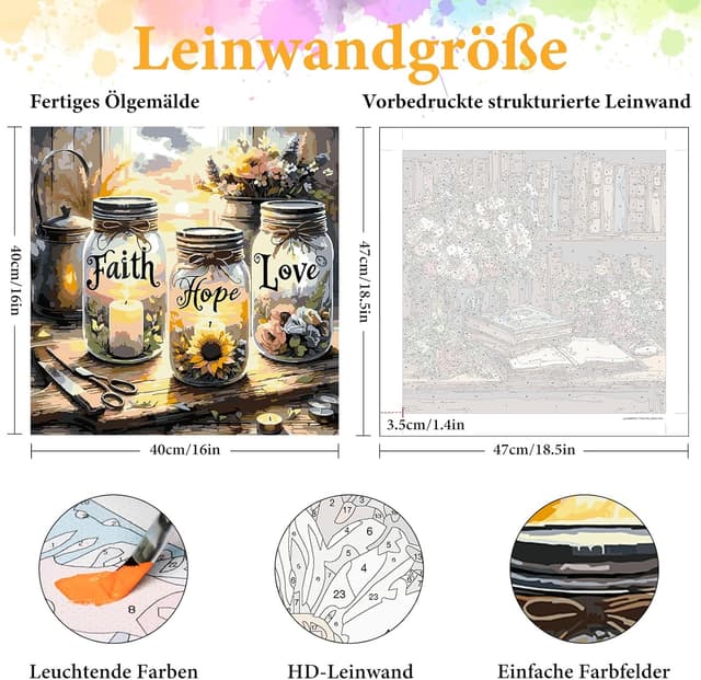 Thumbnail 1 de Malen nach Zahlen Erwachsene 40 x 40 cm