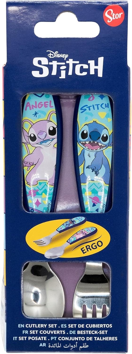 Detalle 2 de Stor Set mit 2 metallischen Bestecken (Schale und Gabel) STITCH DRAWING