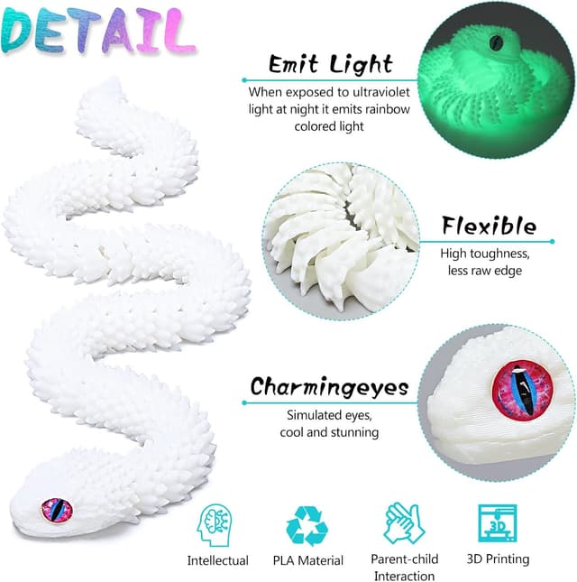 Detalle 2 de 3D Printed Snake Toys 12in, 4 Pack