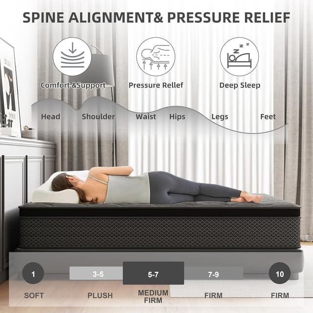 Detalle de DAJIYUHC Single 3FT Hybrid Mattress (90x190cm) – 10 Inch Foam & Spring, medium plush, motion isolating