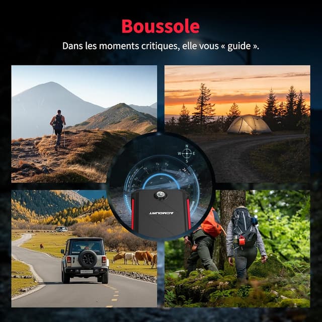 Detalle 2 de Acmount 7000A Booster Batterie Voiture 23800 mAh – démarreur 12 V avec pinces intelligentes, écran LCD et LED 3 modes
