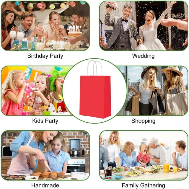 Thumbnail 6 de Gucass 50er Pack mittelgroße Papiertüten mit Henkel (bunt kraft) 21×11×27 cm