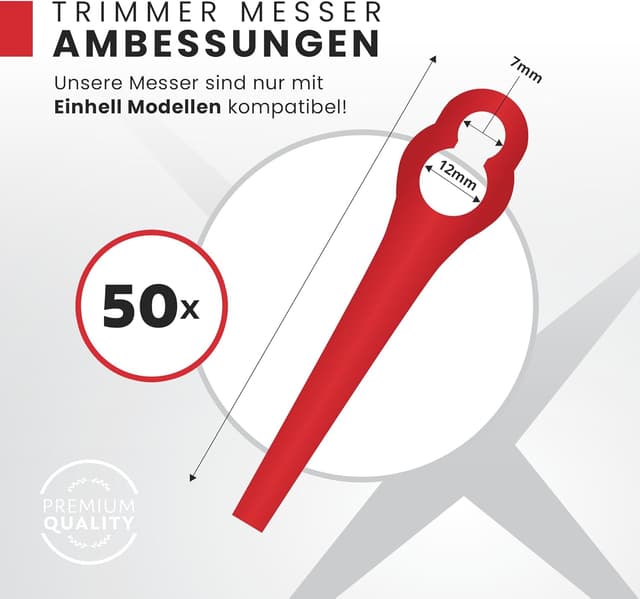 Detalle de FixedNow 50 Ersatzmesser für Einhell Rasentrimmer (Kunststoff) – kompatibel mit ausgewählten GE/GC/BG/RG-Modellen