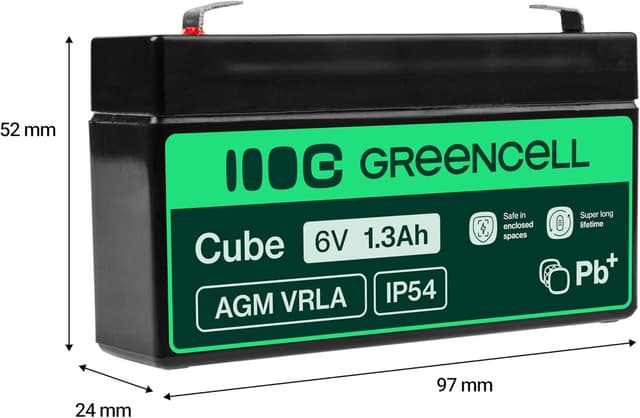 Detalle 2 de Batteria AGM 6V 1,3Ah Greencell