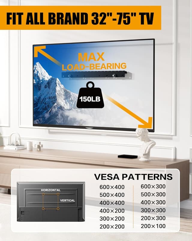 Thumbnail 1 de HYPIGO No Stud Drywall TV Mount 32–75 Inch