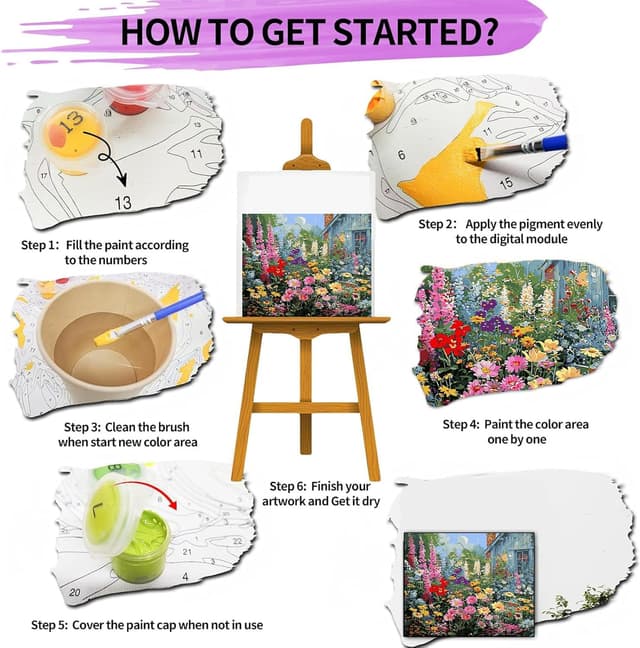 Thumbnail 6 de GOUGOUFAFA Flowers Paint by Numbers Kit (16 x 20 inch) for Adults