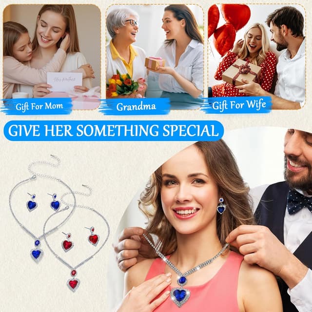 Thumbnail 6 de LjFrexia Hochzeit Schmuck-Set für Damen (2-teilig) mit Herz-Kristall-Anhänger und Ohrsteckern