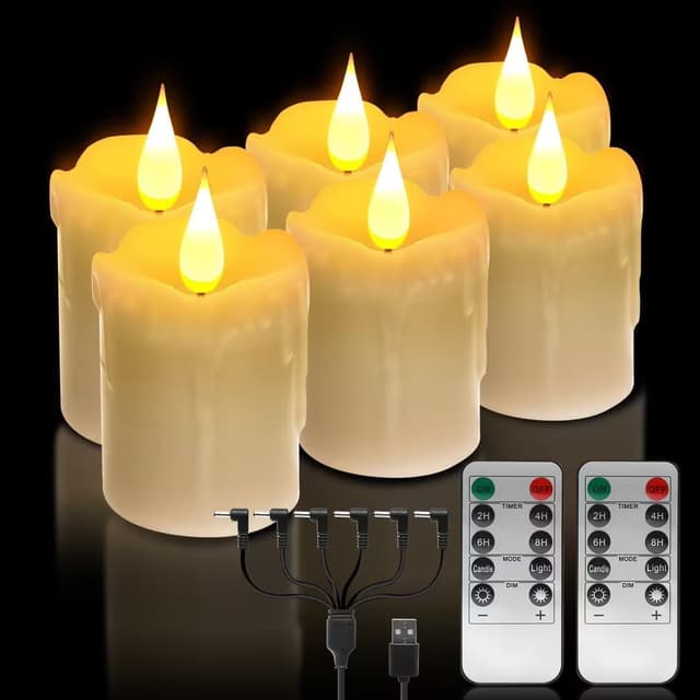 Detalle de ALED LIGHT 6-pack real wax rechargeable flameless LED tea lights with IR remote and timer