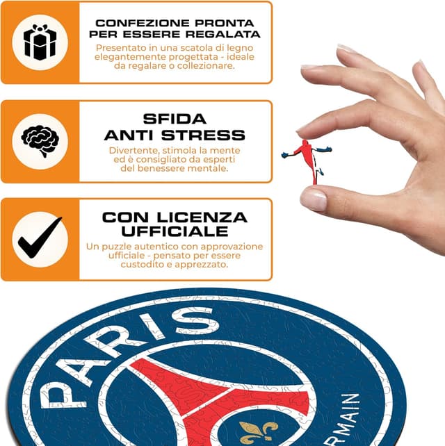 Detalle de Puzzle in legno Iconic Puzzles PSG Logo, prodotto ufficiale, 500 pezzi (taglia L)