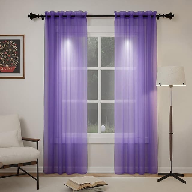 Thumbnail 5 de GFCC Voile Curtains 90 Drop Purple