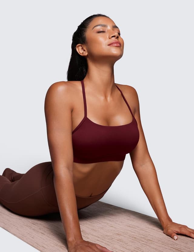 Detalle de CRZ YOGA Damen Butterluxe Racerback Sport-BH ohne Bügel mit integrierten, herausnehmbaren Polstern