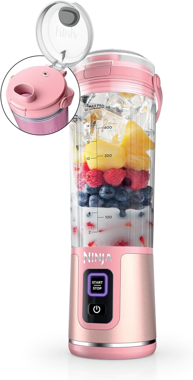 Detalle de Ninja Blast Portable Blender (BC151PK) – Cordless 18oz personal blender for smoothies & shakes