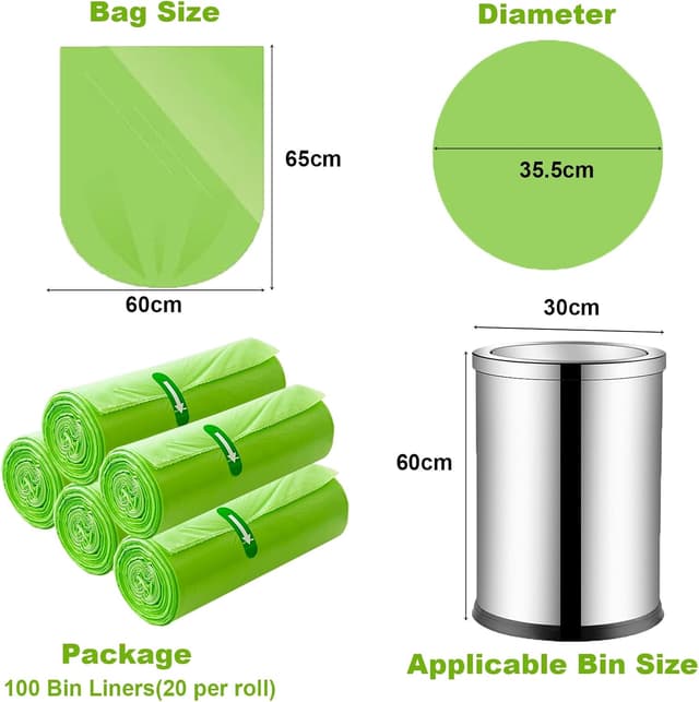 Detalle de XOTOZO 30L compostable bin liners, 100 bags
