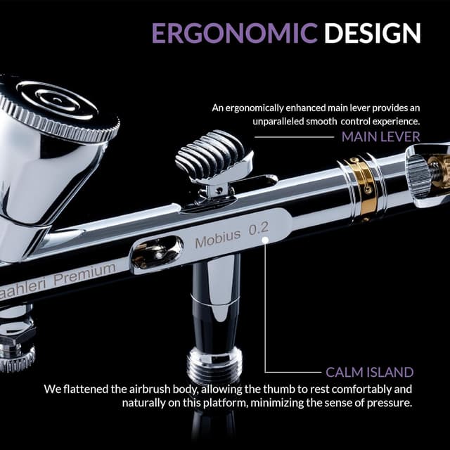 Detalle de Gaahleri GHPM-Mobius 0.2mm aerógrafo