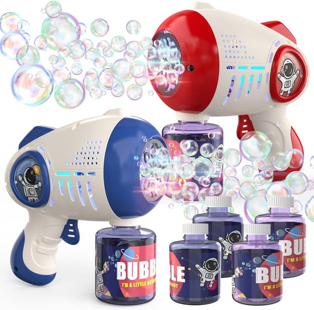 Detalle de EagleStone 2-Pack Light-Up Automatic Bubble Gun Toy for Kids (8-hole, outdoor bubble machine)