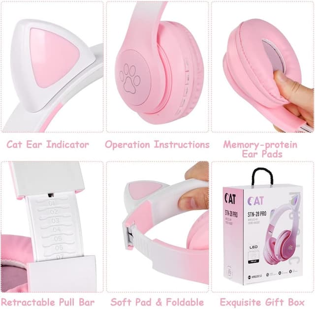 Detalle 1 de Kinder Bluetooth Kopfhörer 105 dB Katzenohren