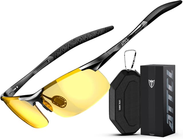 Detalle de ATTCL Herren-Sonnenbrille polarisiert für Sport mit UV-Schutz (TAC) und leichtem Wrap-Around AL-MG Rahmen